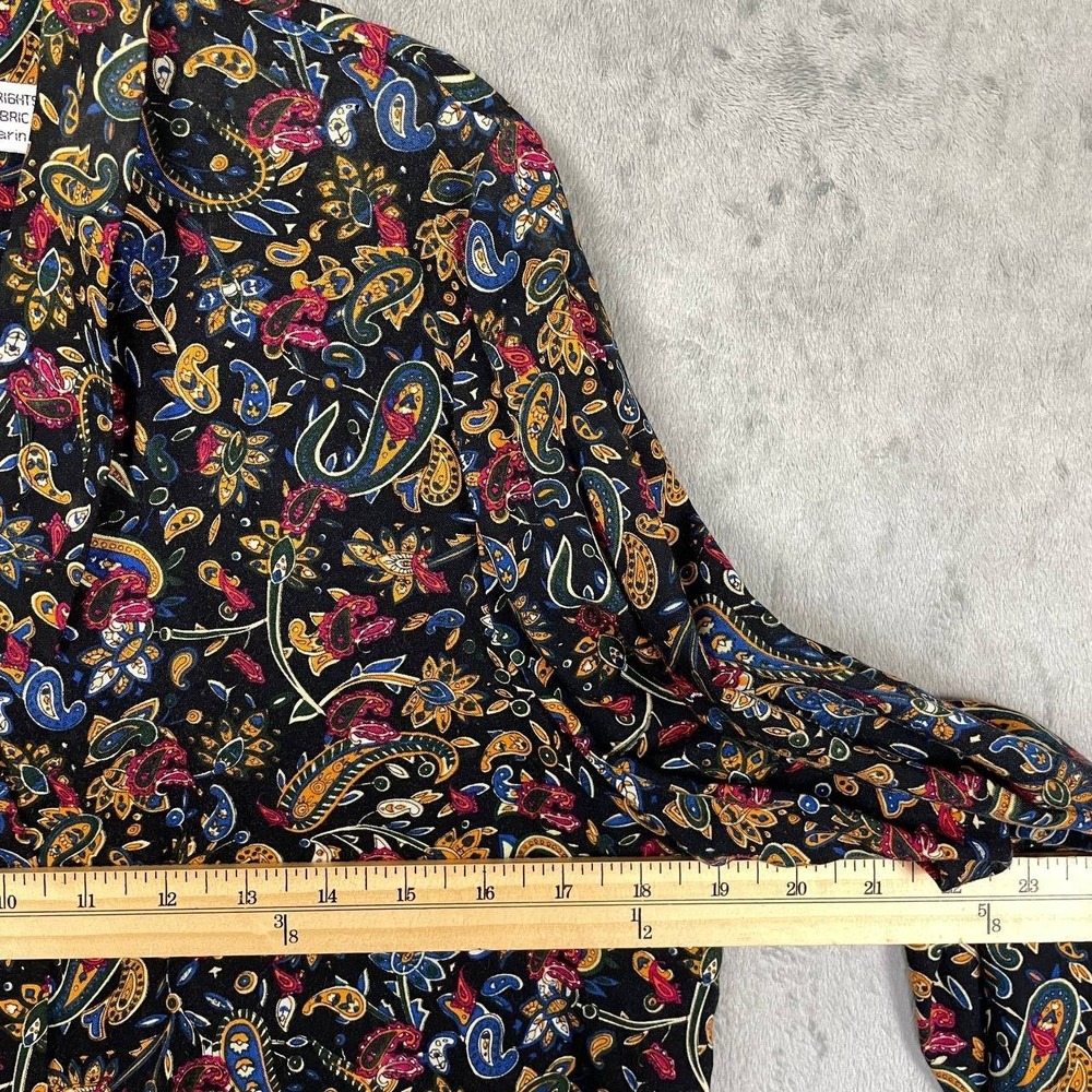 Vintage Karin Stevens Paisley Floral Jacket Dress 2 Piece Size 12 Black Maxi - Picture 6 of 12